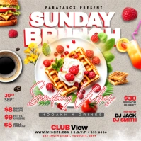 Grey Floral  Brunch Party Social Media Design For Your Business  Instagram Post template