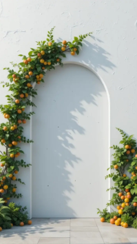 Gris Floral Archway Digitalt display Template