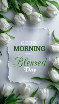 Grey Floral Good Morning Greeting Business Card template