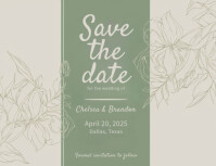 Grey Floral Green Save The Date Birthday  Flyer (us Letter) 传单(美国信函) template