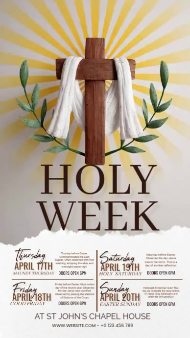 Grey Floral Holy Week Celebration Instagram Story Video Template ...