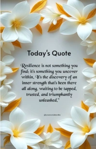 Grey Floral Inspirational And Motivational Daily Quotes Half Page Wide template
