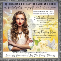 Grey Floral Memorial Service Instagram Post Video template