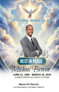 Grey Floral Memorial Service Tabloid template