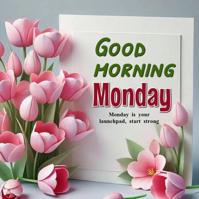 Grey floral monday motivation instagram post Template | PosterMyWall