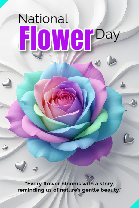 Grey Floral National Flower Day Poster Template | PosterMyWall