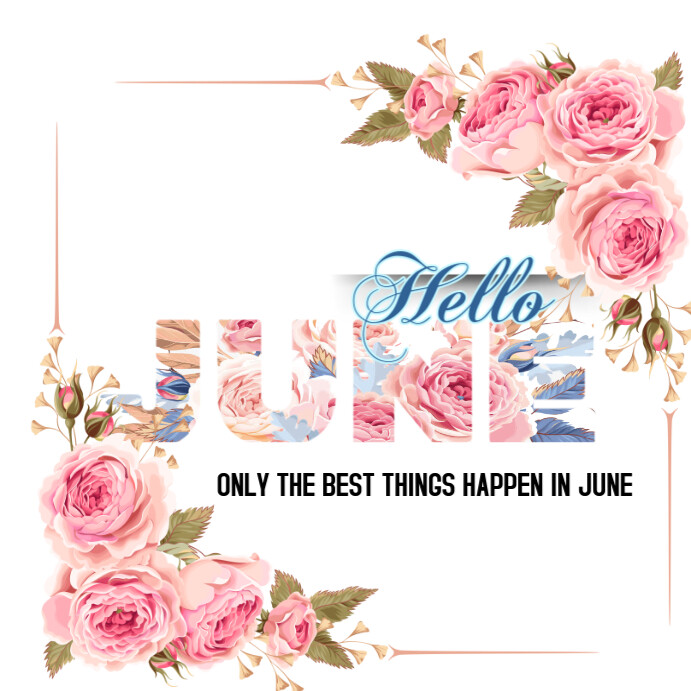 Grey Floral New Month June Design Instagram Post Template | PosterMyWall