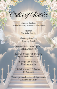 Grey Order of Service Half Page Wide Template