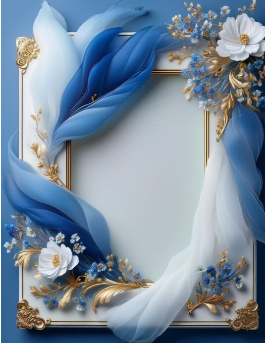 Grey Floral Royal Breeze Frame  Flyer (us Letter) template