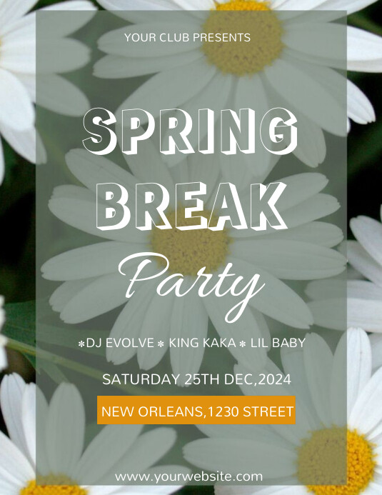 Plantilla de Grey Floral Spring Break Flyer (us Letter) | PosterMyWall