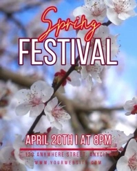 Grey Floral Spring Festival Instagram Portrait template
