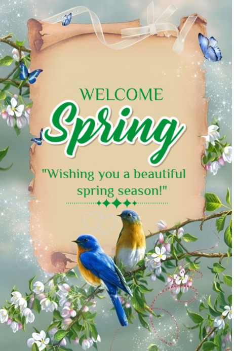 Grey Floral Spring Welcome Poster Template | PosterMyWall