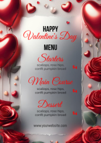 Grey Floral Valentine's Day A6 template