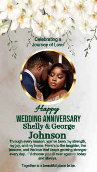 Grey Floral Wedding Anniversary  Instagram Story template