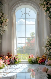 Grey Floral Wedding Backdrop Tabloid template