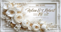 Grey Floral Wedding Invitation Facebook Shared Image Video template