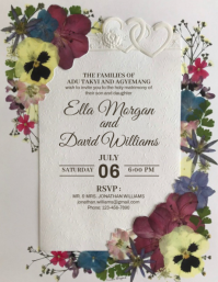 Grey Floral Wedding Invitation Flyer template