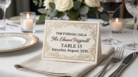Grey Floral Wedding Table Setting Digital Display Цифровой дисплей (16 : 9) template