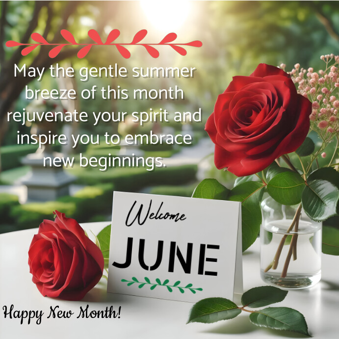 Grey Floral Welcome June Instagram Post Template | PosterMyWall