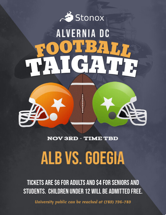 Grey Football Tailgate Party Flyer Template PosterMyWall