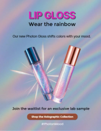 Grey Futuristic Ethereal Holographic Beauty & Cosmetics Ad Flyer (us Letter) template