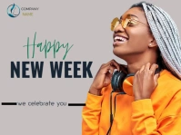 Grey Futuristic Happy New Week  Presentation Voorlegging template