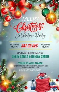 Grey Futuristic Merry Christmas Party Tabloid template