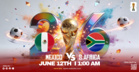 Grey Futuristic World Cup Match Announcement Facebook Shared Image delt Facebook-billede template
