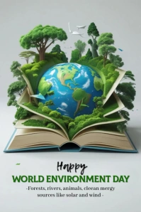 Grey Futuristic World Environment Day Pinterest Graphic template