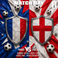 Grey Geometric Fifa Soccer Match Day France vs England Square Video สี่เหลี่ยมจัตุรัส (1:1) template