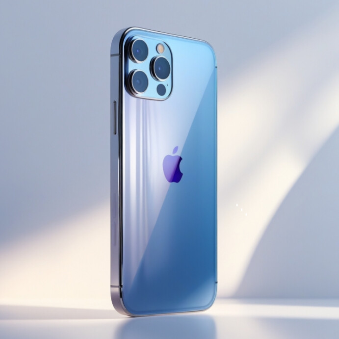 Grey Gradient A Sleek Iphone 15 With A Silver And Glass Body, Reflecting Blue And Purple Hues, Set A Instagram Post template