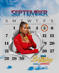 Grey Gradient Calendar Background Birthday Greeting Card Template  Instagram Portrait