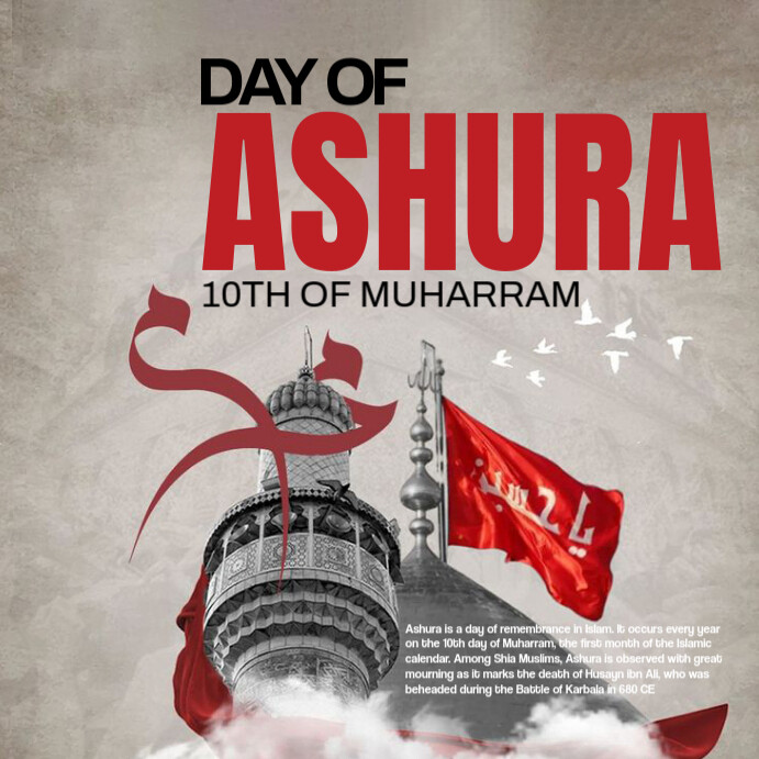 Grey Gradient Day Of Ashura Instagram Post template