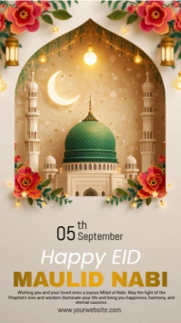Grey Gradient Eid Milad Un Nabi Wishes Instagram Story template