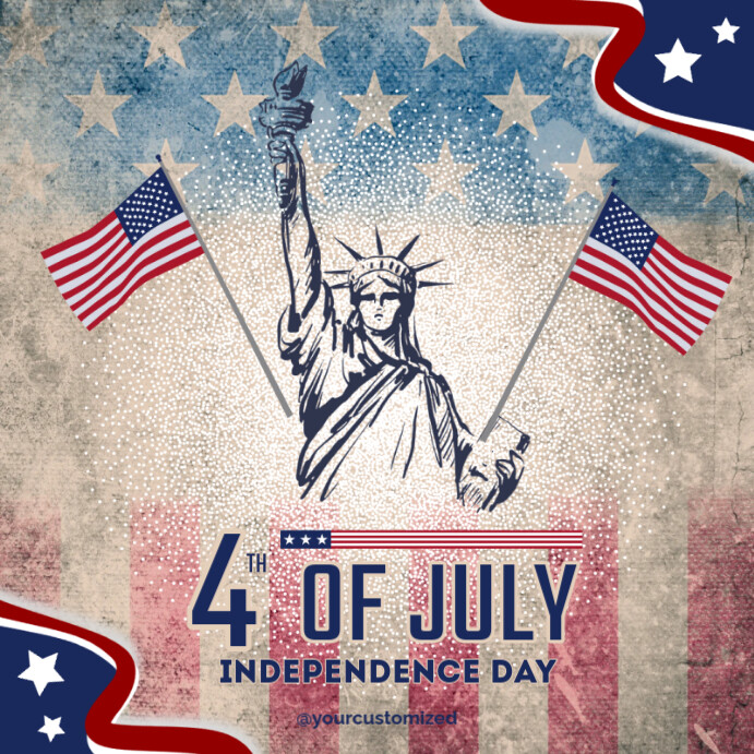Grey Grunge 4th Of July  Instagram Post template