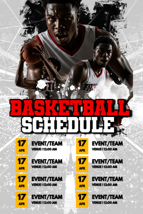 Grey Grunge Basketball Poster Plakkaat template