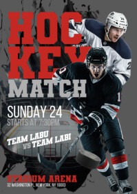 Grey Grunge Hockey A5 template