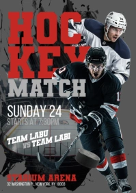 Grey Grunge Hockey A5 template