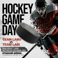 Grey Grunge Hockey Instagram Post template