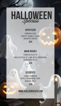 Grey  Halloween Special Menu Business Card Visitkort template