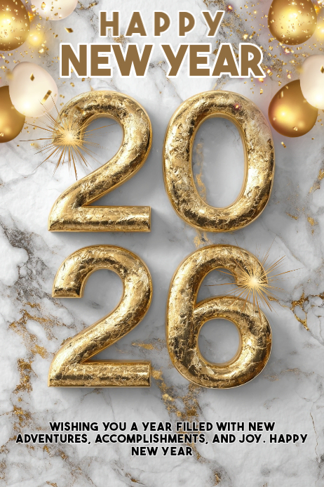 Grey Happy New Year Poster Card Poster Template | PosterMyWall