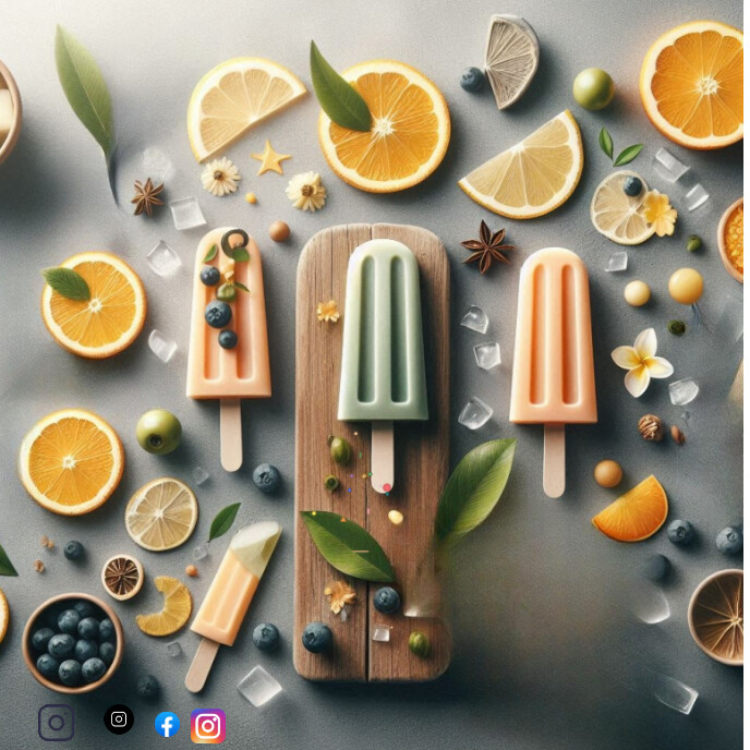Grey Healthy Homemade Popsicles  Album Cover template