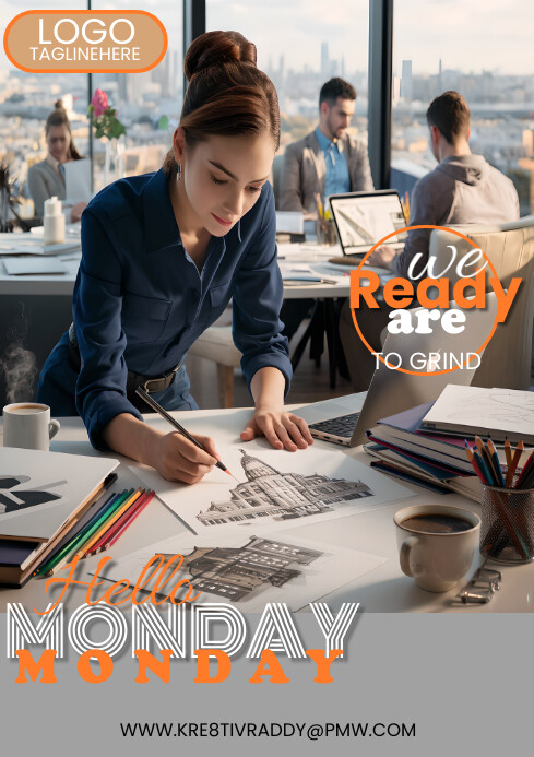 Grey  Hello Monday A4 template