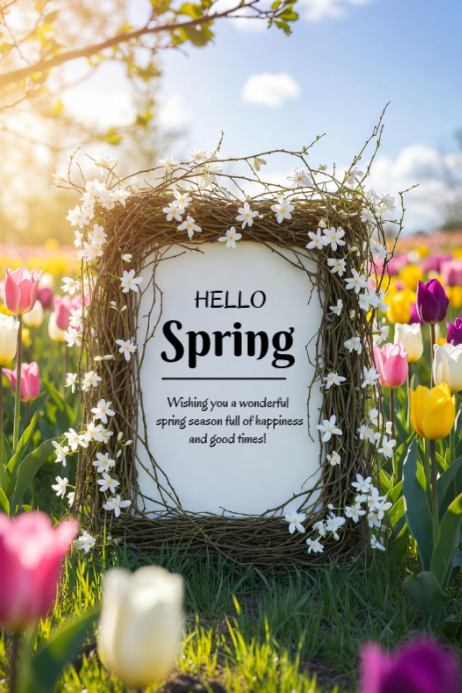 Grey Hello Spring Poster Template | PosterMyWall