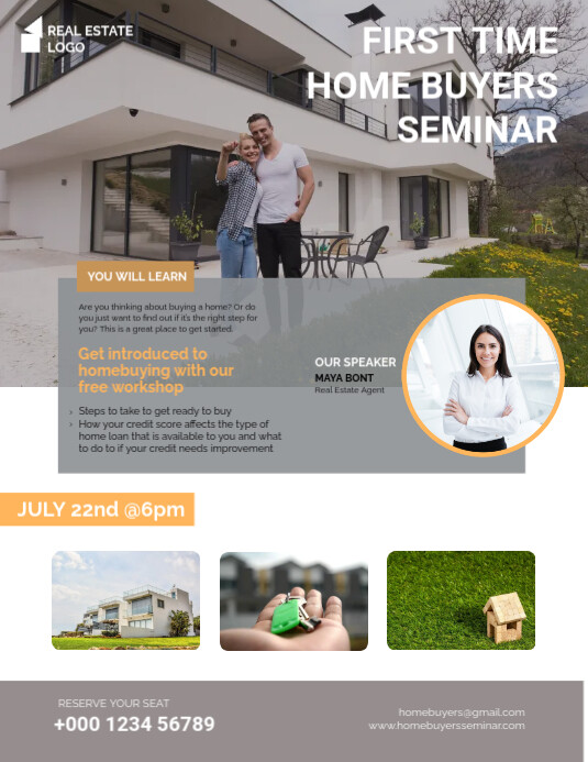 Grey Home Buyers Seminar Poster Design Flyer (format US Letter) template