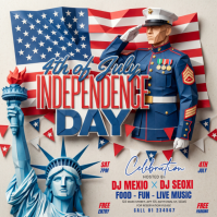 Grey Illustrative 4th of July Celebration Instagram Post template