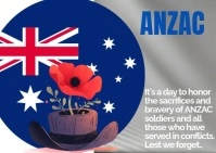 Grey Illustrative Anzac Remember Day  Postcard Открытка template