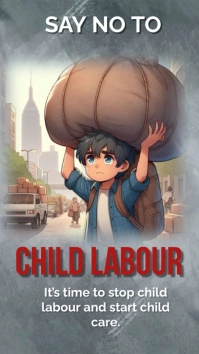 Grey Illustrative Child Labour  Digital Displ template
