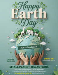 Grey Illustrative Earth Day Celebration Flyer template