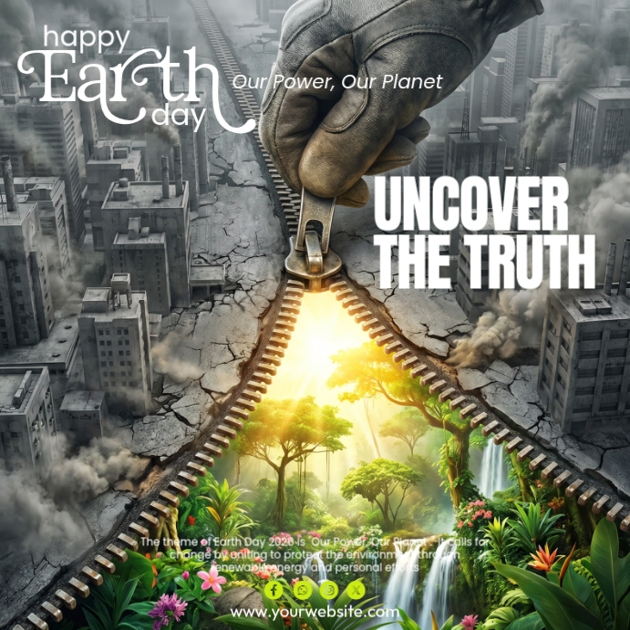 Grey Illustrative Earth Day Square Template | PosterMyWall